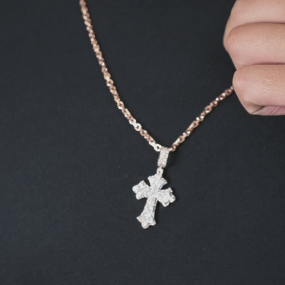 10k Solid Gold Diamond Cross Pendant 0.80ctw