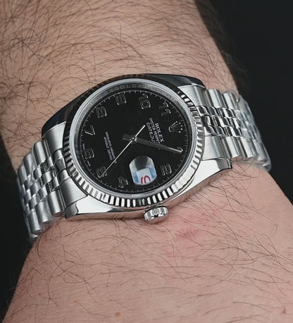 Rolex Datejust 26mm Ladies, Stainless Steel, Jubilee Bracelet, Black Roman Dial (Newer Model) Ref. 179174