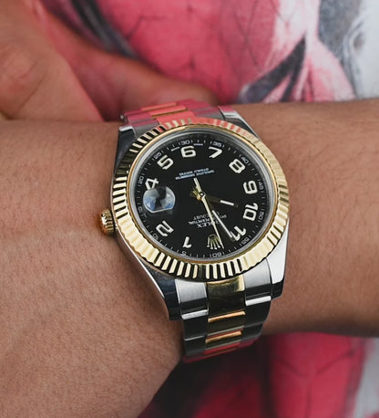 Rolex Date-Just II  41mm, Two-Tone 18K Yellow Gold & Stainless Steel, 18k Yellow Gold Fluted Bezel, Black Arabic Dial, Oyster Bracelet Ref. 116333
