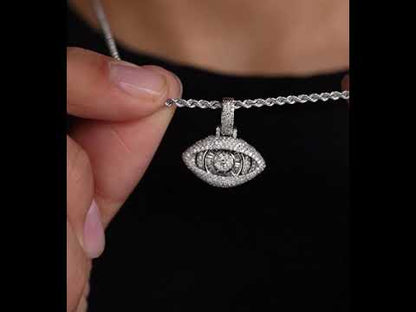 14K White Gold Baguette Eye Pendant 1.39 ctw