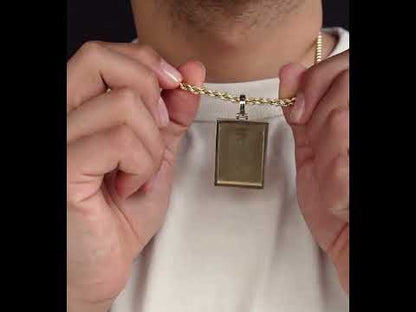 10k Solid Gold Rectangle Picture Pendant