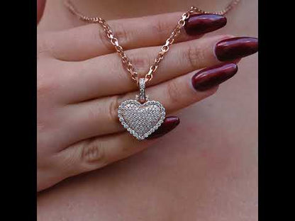 14K Rose Gold Diamond Heart Pendant 1.65 ctw
