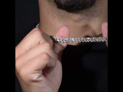 10K White Gold Diamond Chain, Miami Prong Cuban Link 7.5mm 7.05 ctw