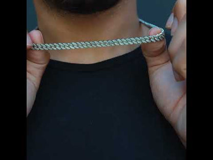 10K Solid Diamond Chain White Gold Prong Cuban Link 6mm 4.79Ctw (Double-row Diamonds)