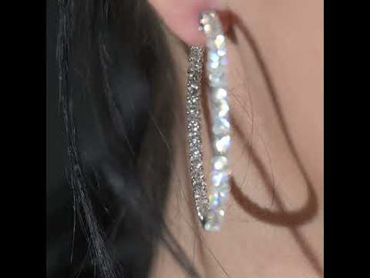 14k 15pt White Gold Round Hoop Earrings 10.99 ctw