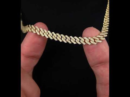 10K Gold Diamond Chain, Prong Cuban Link 7mm 5.87 ctw (double-row diamonds)