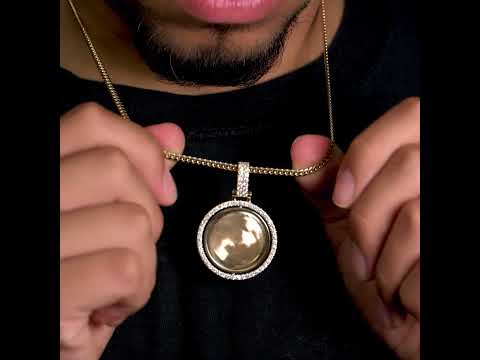 14K Solid Yellow Gold Custom Diamond Spinning Picture Pendant 1.82ctw