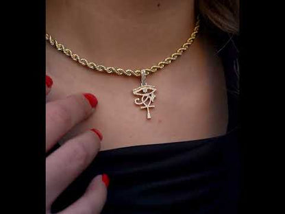 14k Eye of Horus Ankh Diamond Pendant 0.64 ctw