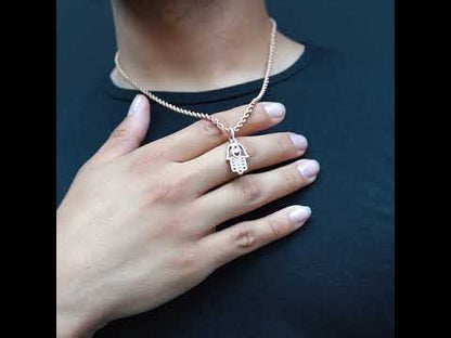 14k Rose Gold Diamond Hamsa Pendant 0.62ctw