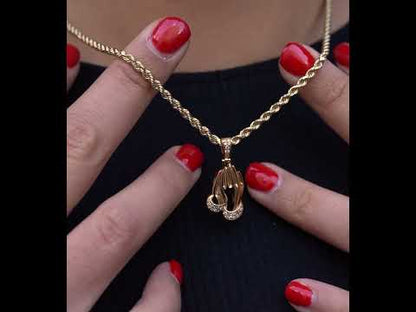 10k Yellow Gold Diamond Praying Hands 0.15 ctw