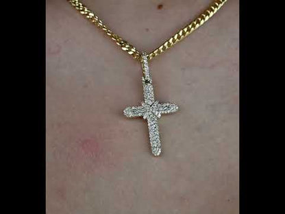 10K Solid Gold Diamond Cross Pendant 0.82ctw