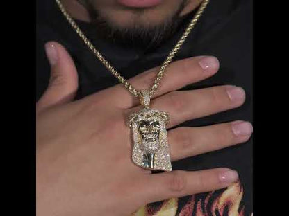 10k Yellow Gold Diamond Jesus Head Pendant 2.39 ctw