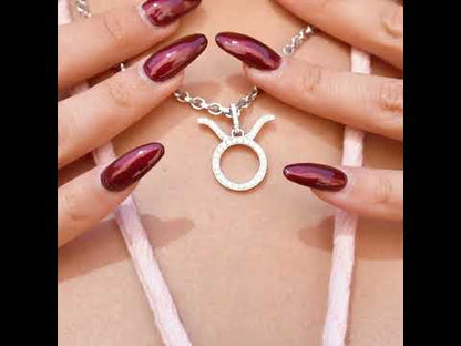 14k White Gold Diamond Taurus Zodiac Pendant 0.63 ctw