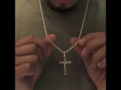 14k Solid Gold INRI Cross Pendant