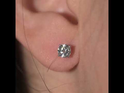 14k 35pt White Gold Round Stud Earrings 0.74 ctw