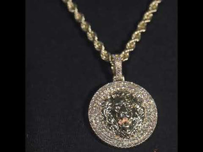10k Yellow Gold Diamond Lion Head Pendant 1.59 ctw
