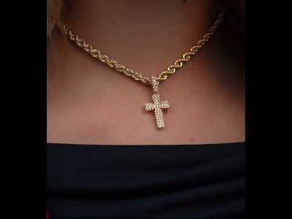14K Diamond Cross Pendant 0.44 ctw