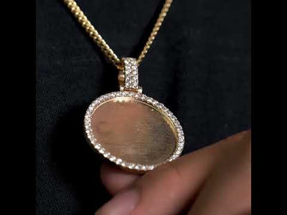 14K Solid Yellow Gold Custom Diamond Spinning Picture Pendant 1.82ctw