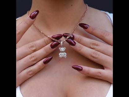 14K Rose Gold Teddy Bear Diamond Pendant 1.25 CTW