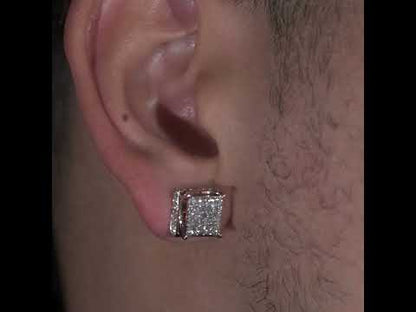 14k Rose Gold Diamond Square Earrings 1.35 ctw