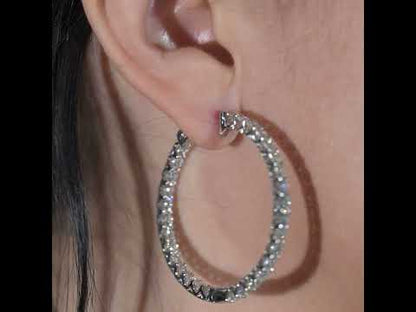 14k 15pt White Gold Round Hoop Earrings 7.99 ctw