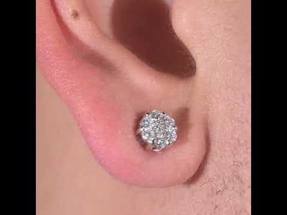 14K White Gold Cluster Earrings 0.68 ctw