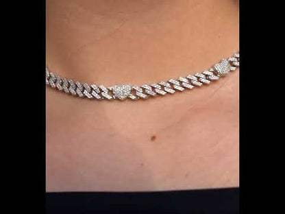 10K Diamond Chain, White Gold Heart Miami Cuban Link 7mm 4.23 ctw