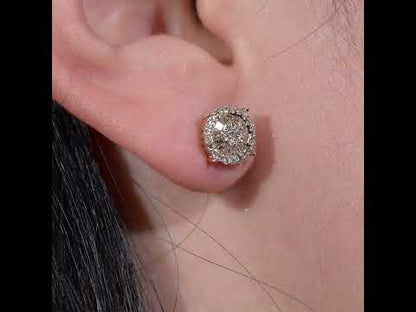 14k Gold Round Diamond Baguette Earrings 0.42 ctw