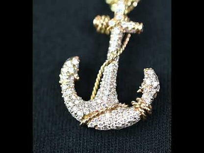 10K Yellow Gold Anchor Diamond Pendant 0.65 ctw