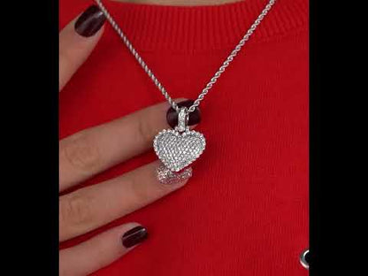 14k White Gold Diamond Heart Pendant 1.60 ctw