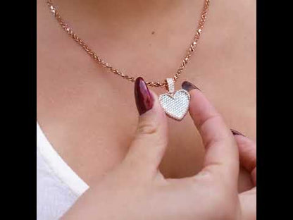 14K Rose & White Gold Diamond Heart Pendant 2.14 ctw