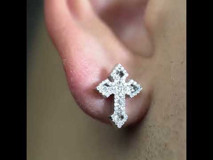 10K Gold Diamond Cross Earrings 0.70 ctw