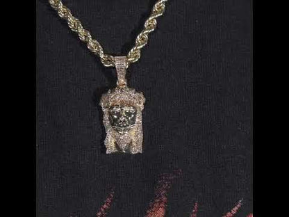 10k Yellow Gold Diamond Jesus Head Pendant 0.42 ctw