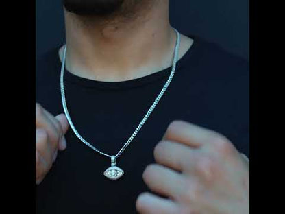 14K White and Rose Gold Emerald Eye Pendant 1.37CTW