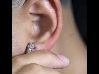 10K White Gold Diamond Cross Earrings 0.25 ctw