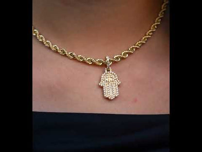 14k Solid Gold Diamond Hamsa Pendant 0.81 ctw