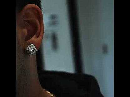 10k White Gold Square Earrings 1.75ctw