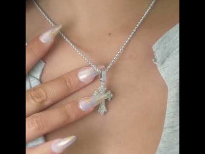 10k Two-Tone Gold Diamond Cross Pendant 0.62ctw