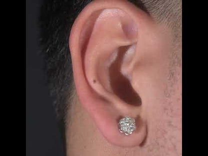 14K White Gold Cluster Earrings 0.92 ctw