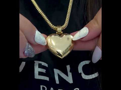 10K Solid Gold Heart Picture Locket Pendant