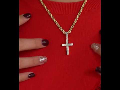14K Yellow Gold Diamond Cross Pendant 1.08 ctw