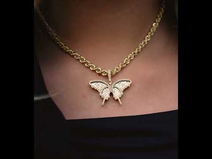 10k Yellow Gold Diamond Butterfly Pendant 0.75 ctw