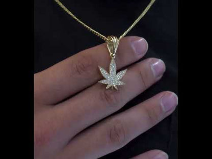 10k Solid Gold Zaza Leaf Diamond Pendant 0.49ctw