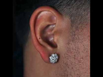 14K White Gold Diamond Cluster Earrings 2.20ctw