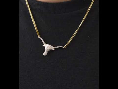 14K Yellow Gold Diamond Longhorn Bull Pendant 1.40ctw