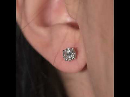 14k 50pt White Gold Round Stud Earrings 1.03 ctw