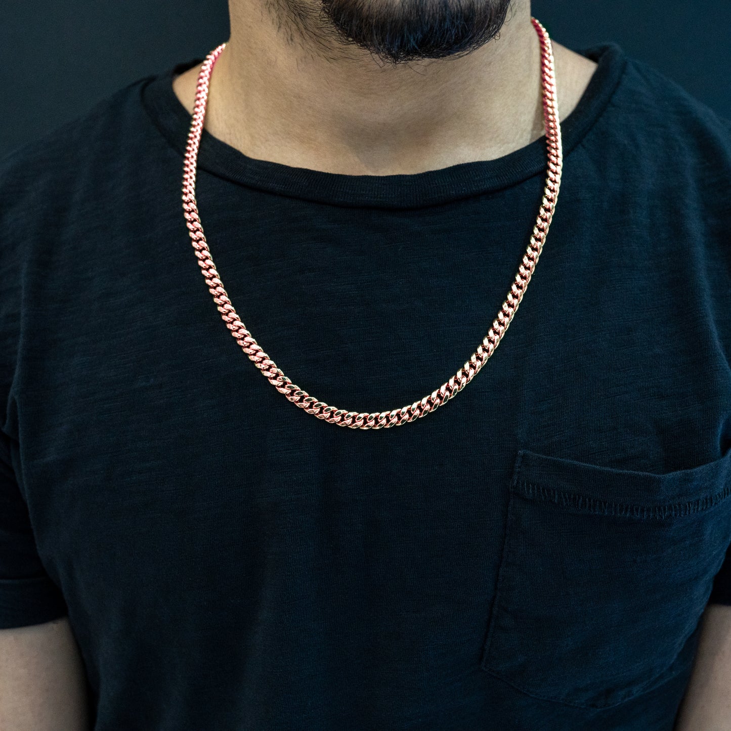 10K Hollow Rose Gold Cuban Chain 5.5mm