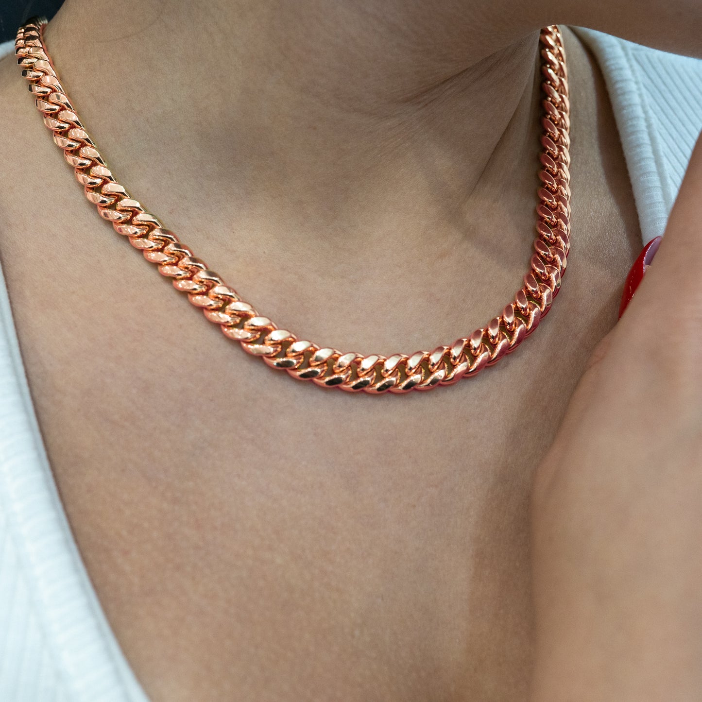 10K Hollow Rose Gold Cuban Chain 8.5mm