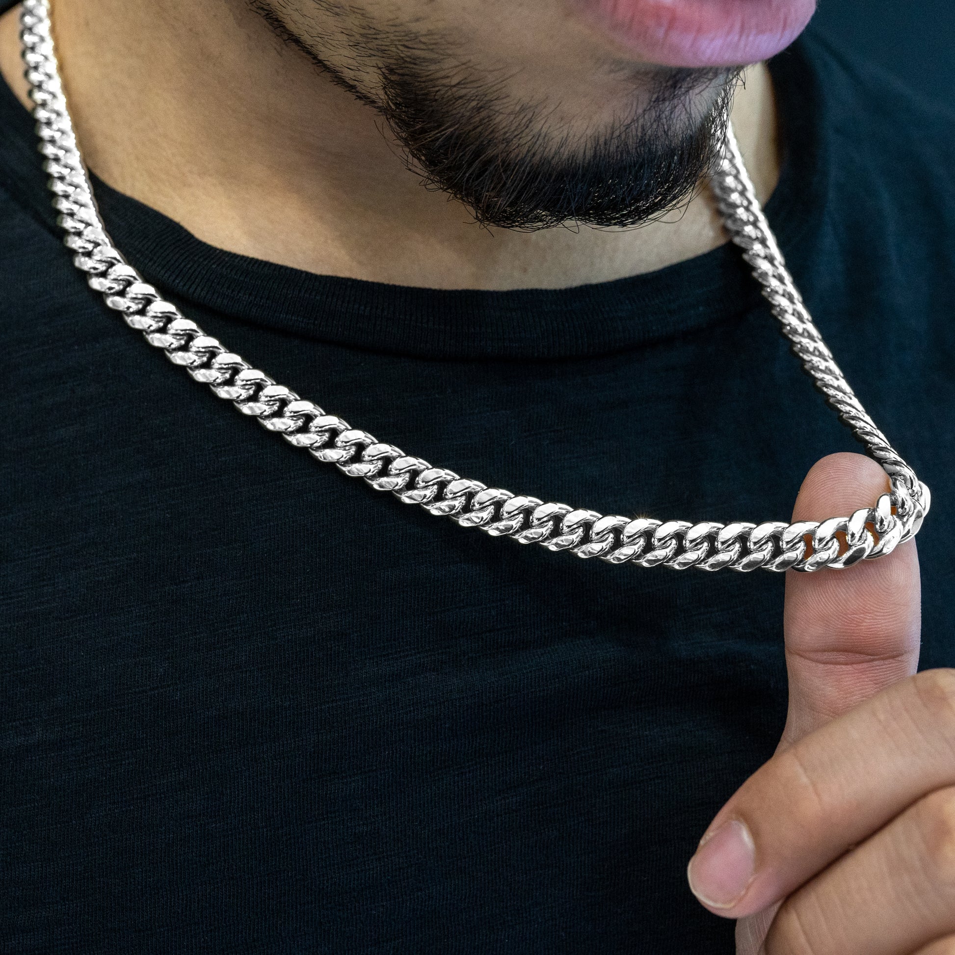 10K Hollow White Gold Cuban Chain 8.5mm – NYC Luxury