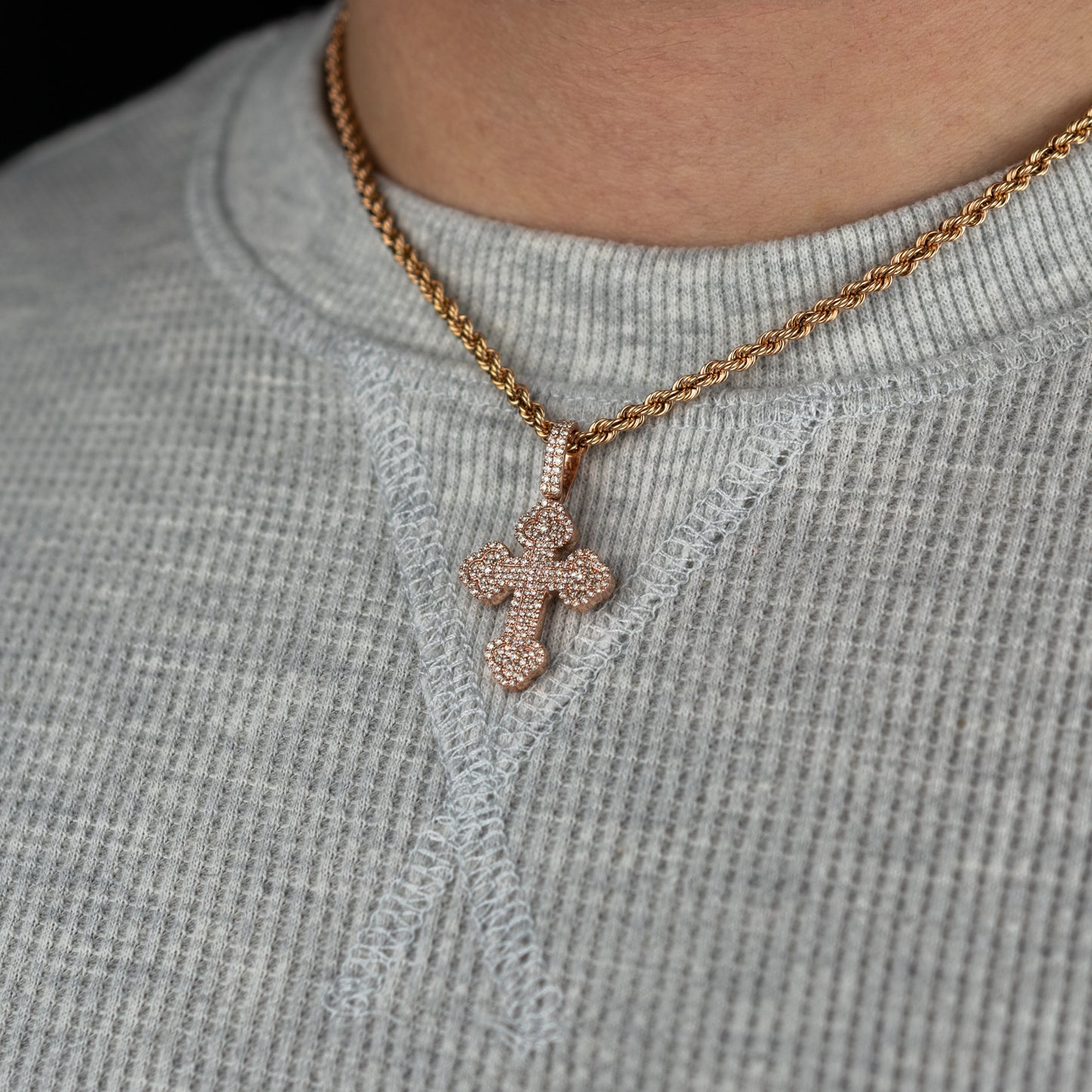 10K Solid Gold Diamond Cross Pendant 0.93ctw